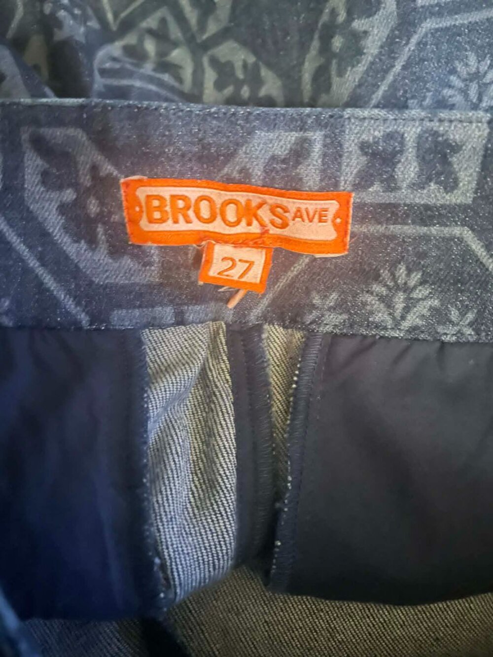 COUPER Brooks Avenue Tetlow Laser Etched Denim Scalloped Trouser Wide Leg 27 - Picture 6 of 8